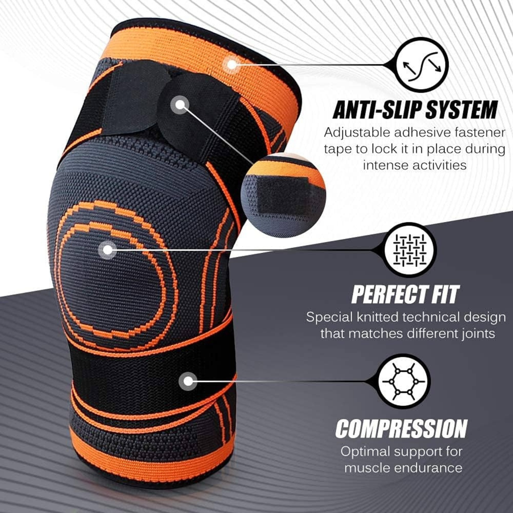 Adjustable Knee Support with Dual Strap | Compression Knee Cap Brace for Pain Relief, Ligament Injury, Arthritis & Gym | Anti-Slip 3D Fit for Men & Women