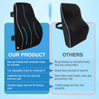 BlueGel Memory Foam Lumbar Support Cushion | Orthopedic Back Support for Office Chair & Car Seat | Ergonomic Design for Lower Back Pain Relief | Breathable Mesh Cover – Black