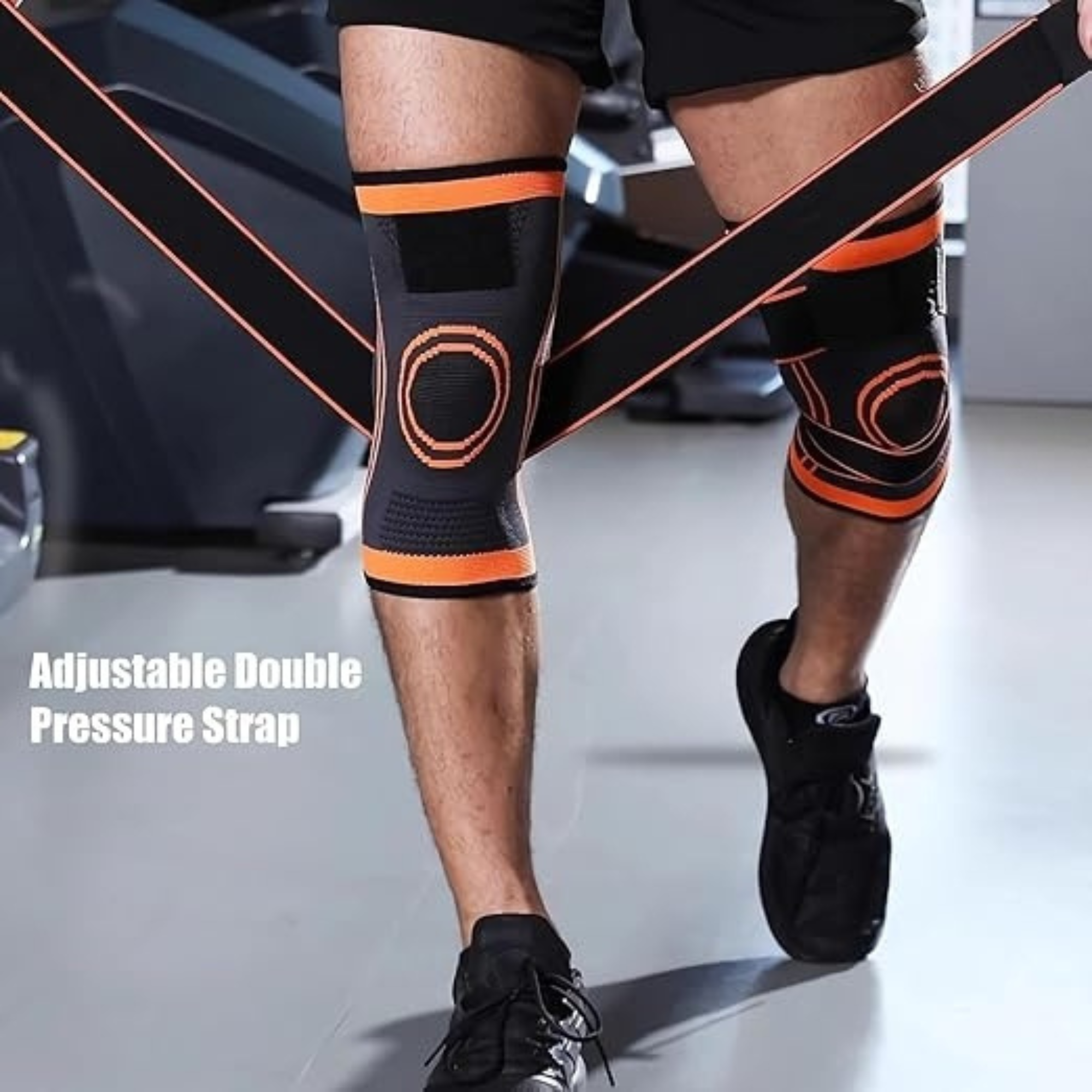 Adjustable Knee Support with Dual Strap | Compression Knee Cap Brace for Pain Relief, Ligament Injury, Arthritis & Gym | Anti-Slip 3D Fit for Men & Women