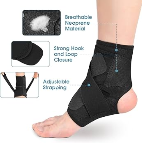 Ankle Support Brace for Men & Women | Adjustable Compression Wrap for Sprains, Swelling & Injury Recovery | Pain Relief & Stability for Sports, Running & Daily Use | One Size Fits All