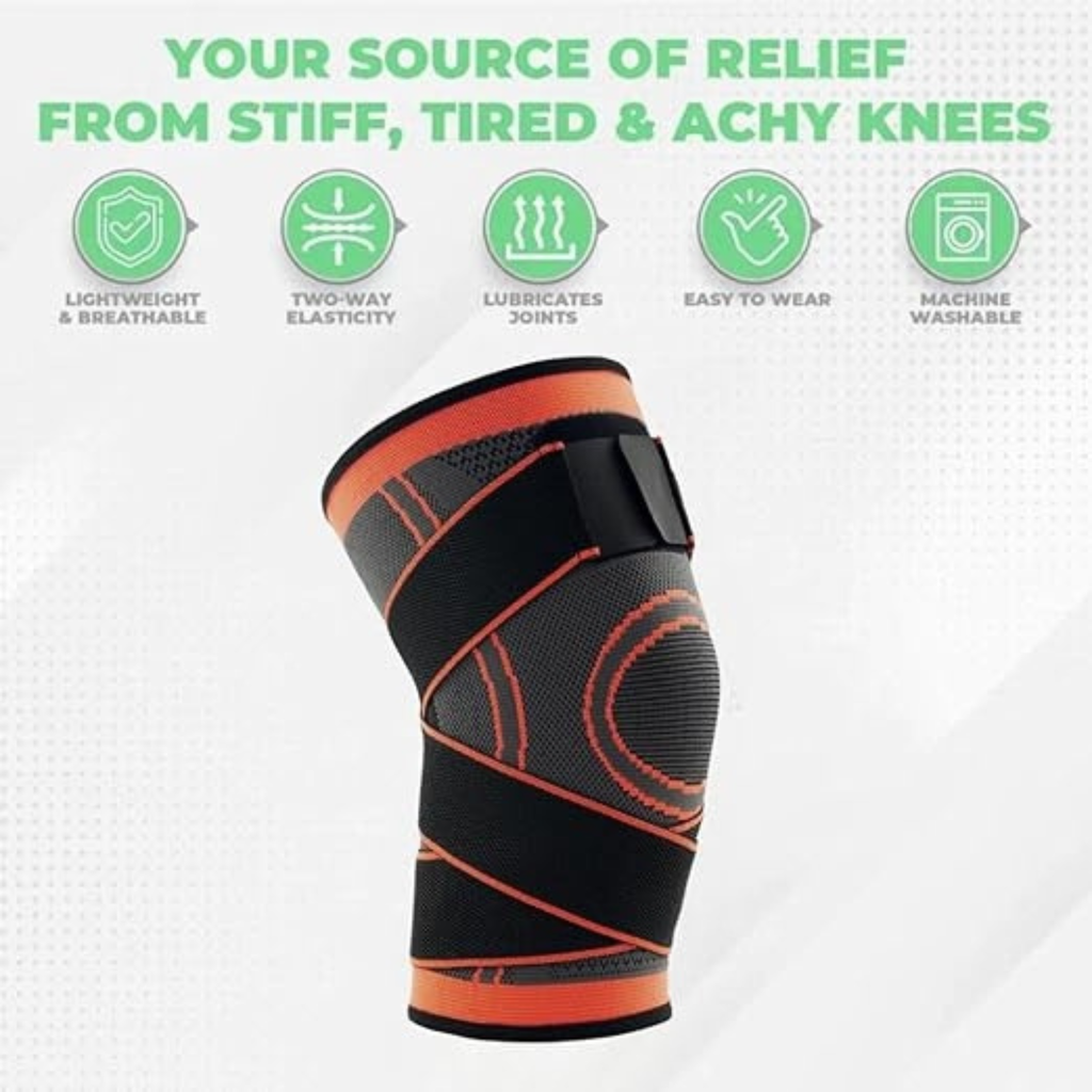 Adjustable Knee Support with Dual Strap | Compression Knee Cap Brace for Pain Relief, Ligament Injury, Arthritis & Gym | Anti-Slip 3D Fit for Men & Women