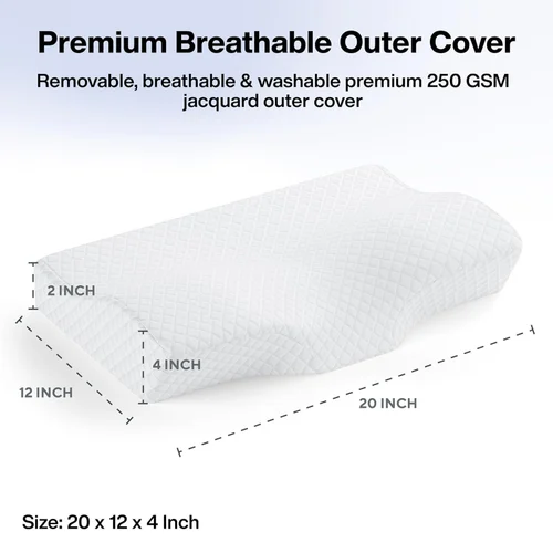 Cervical Orthopedic Pillow with Memory Foam | Contour Design for Neck Pain & Spondylitis Relief | Dual Height Support for Spine Alignment & Better Sleep Quality